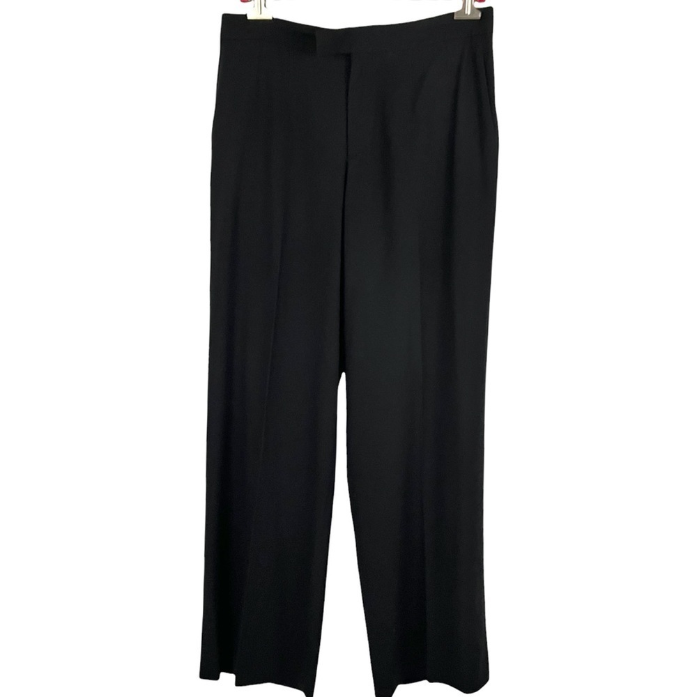 GUCCI Wool & Cashmere Leather Pocket Straight Leg Trousers